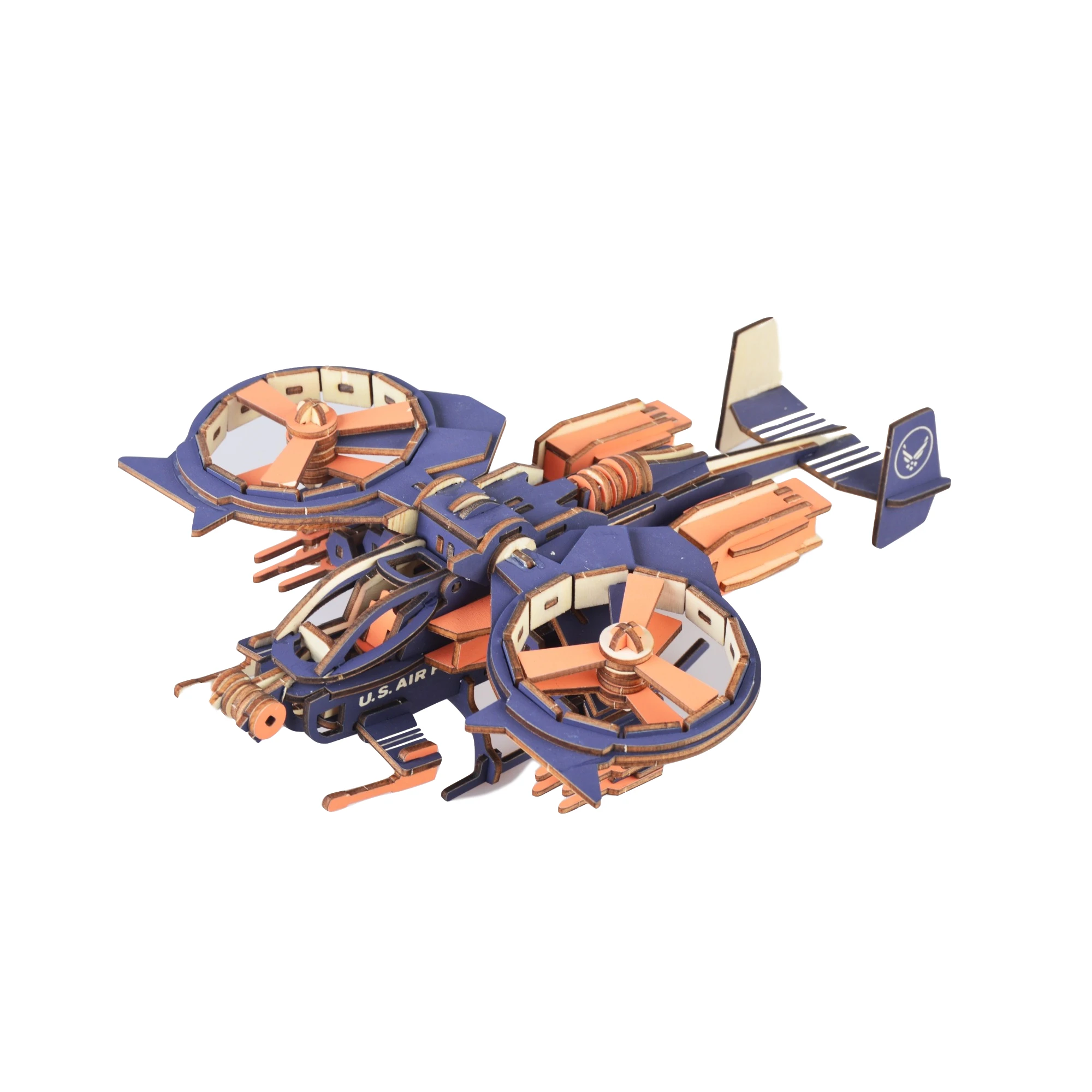 

3D Wooden Puzzle Toys Laser Cutting Military Gunship DIY Jigsaw Assembly Kit Educational Interactive Wooden Toys for Kid Gifts