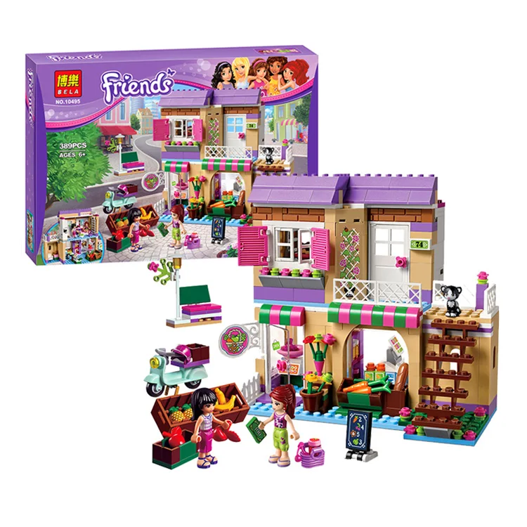 

389pcs Friends City Food Market Building Blocks Compatible Legoe 41108 Mia Maya Bricks Friend Girls Figures Toys