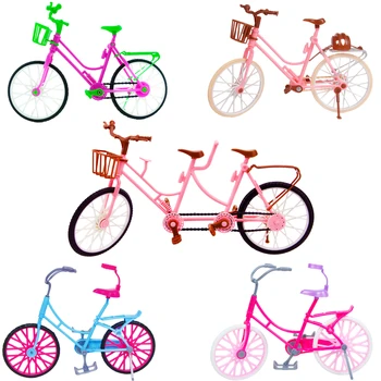 

1 Pcs High Quality Mixed Style Blue Doll Bicycle for Barbie Doll Brown Helmet Basket Outdoor Play Doll Accessories Toy