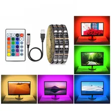 5 В USB RGB светодиодный светильник 5050 SMD 16 цветов неоновая лампа ТВ тыловая подсветка не Водонепроницаемая 1 м 2 м 3 м 4 м 5 м DIY гибкая лента