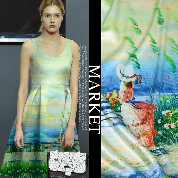 Hope field 19 mm stretch silk satin fabric digital printing silk fabric