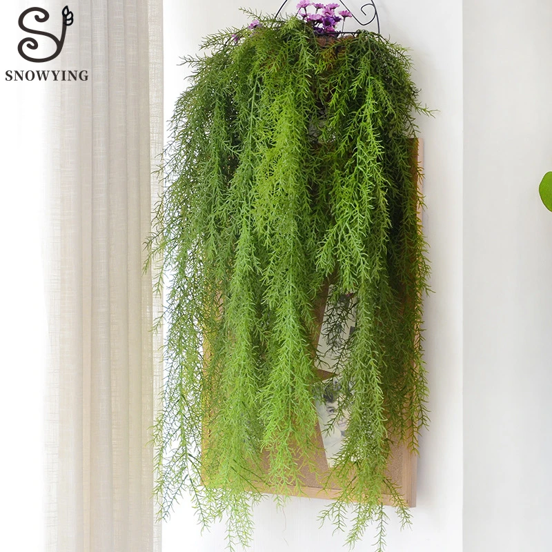 

Real Touch Artificial Plant Wall Hanging Pine Needles Fake Vine Leaves Home Garden Balcony Wedding Background Wall Decoration