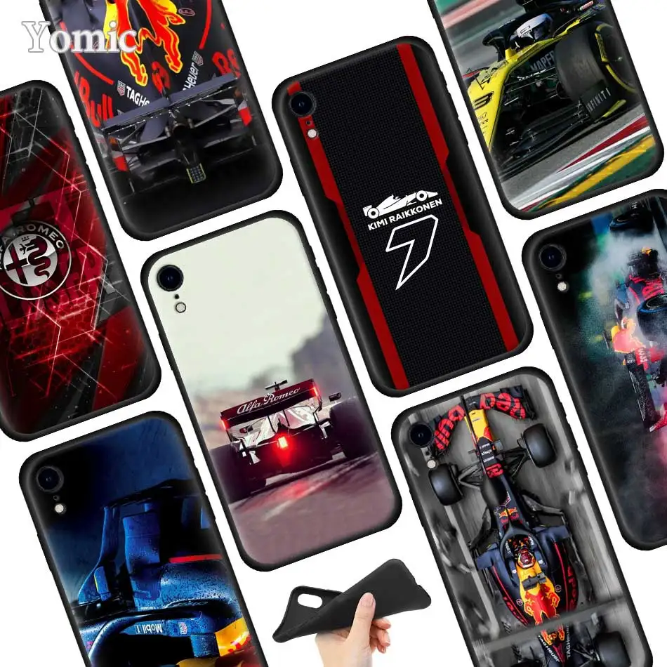 

for Formula 1 Black Soft Case for Apple iPhone XR 7 8 6 6S Plus X XS MAX 5 5E 5S Silicone Phone Case Cover