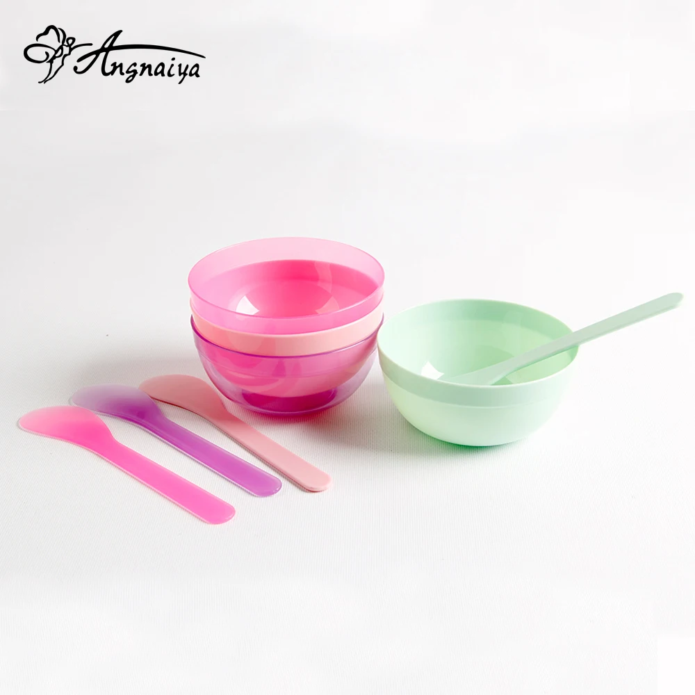 

ANGNYA 2set/lot Makeup Beauty DIY Facial Face Mask Bowl Spoon Stick Tool Kit Homemade for Facial Skin Care Tools Random Color