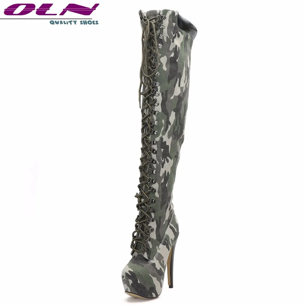 

OLN 2018 Sexy Women Thigh Super High Boots Platform Flock Over the Knee Boots Plus Size Plus size 3-16 Handmade Quality Shoes