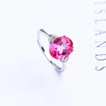 

gemstone jewelry wholesale fashionable 925 sterling silver natural pink topaz adjustable ring for women engagement wedding gift
