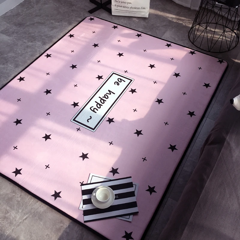 Модный, современный, милый, милый, розовый, со звездами, счастливый, для гостиной, спальни, гостиной, декоративный ковер, детский игровой коврик, украшение для дома