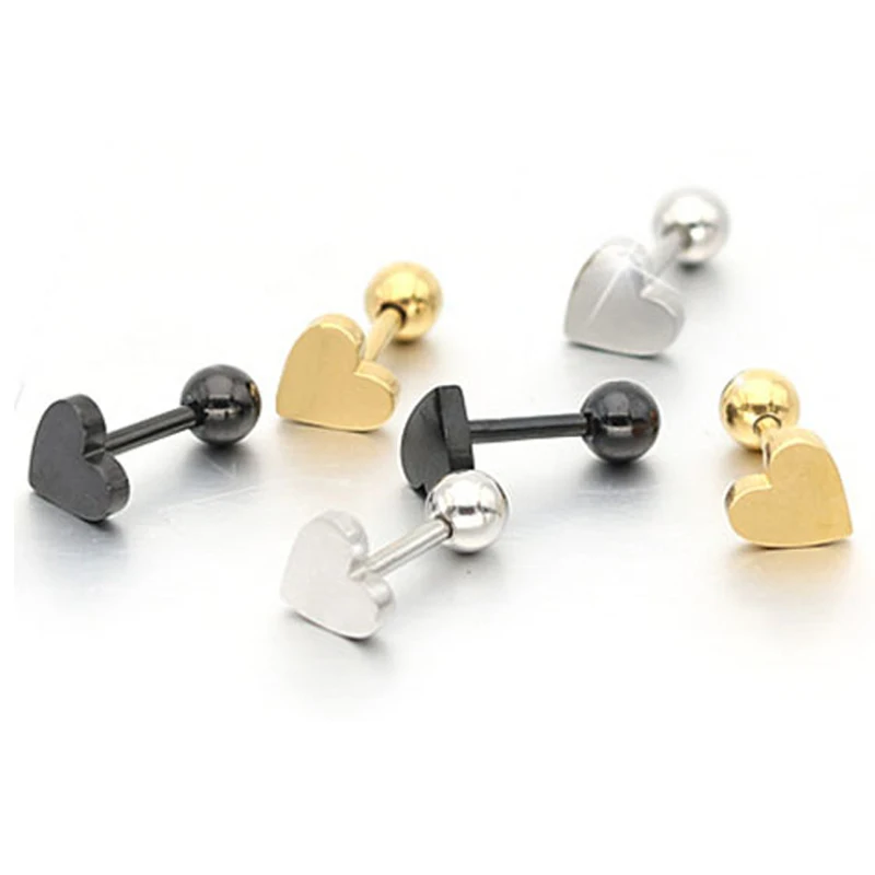 

Fashion Men Earing Gold Silver Stainless Steel Earrings Heart Stud Earrings for Women Girls Minimalist Jewelry Gifts oorbellen