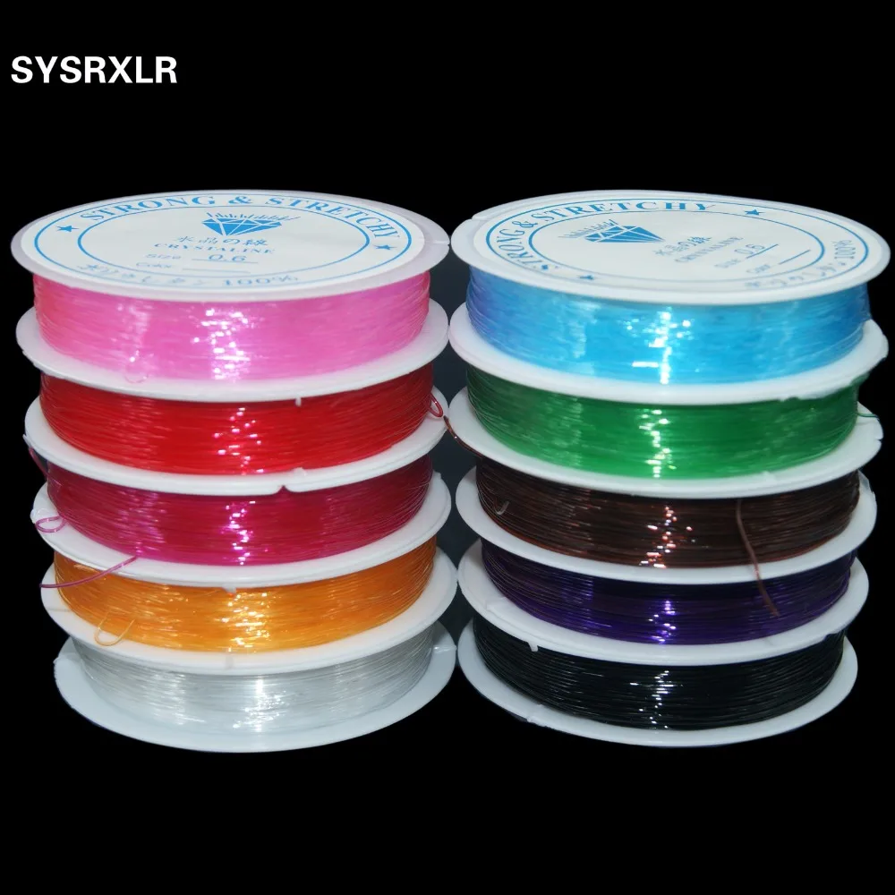 

Wholesale 10 Colorful 12 M Rubber Elastic Thread 0.6 0.8 1MM Crystal String Beads Line Beaded Beading Wire DIY Beads For Jewelry