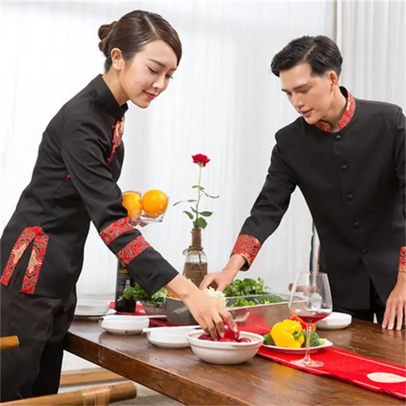long sleeve hot pot restaurant waiter catering hotel overalls fall catering waiter