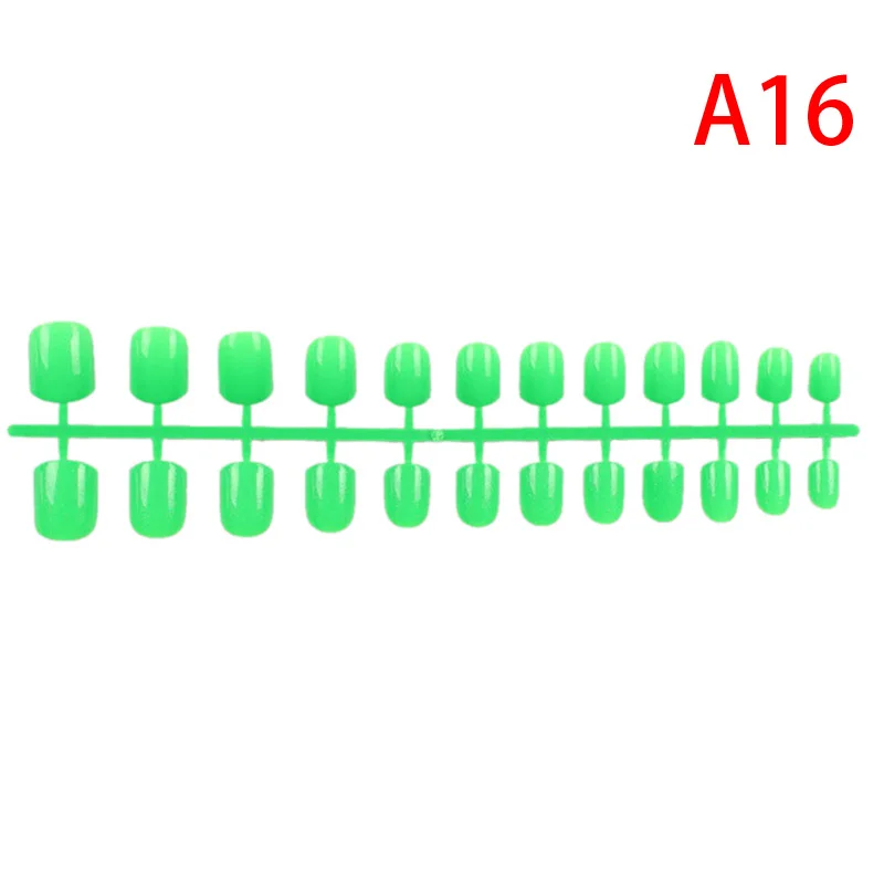 24 шт., короткие накладные ногти, искусственные накладные ногти, АБС-пластик, прессованные короткие круглые украшения для ногтей, 31 цвет - Цвет: 16