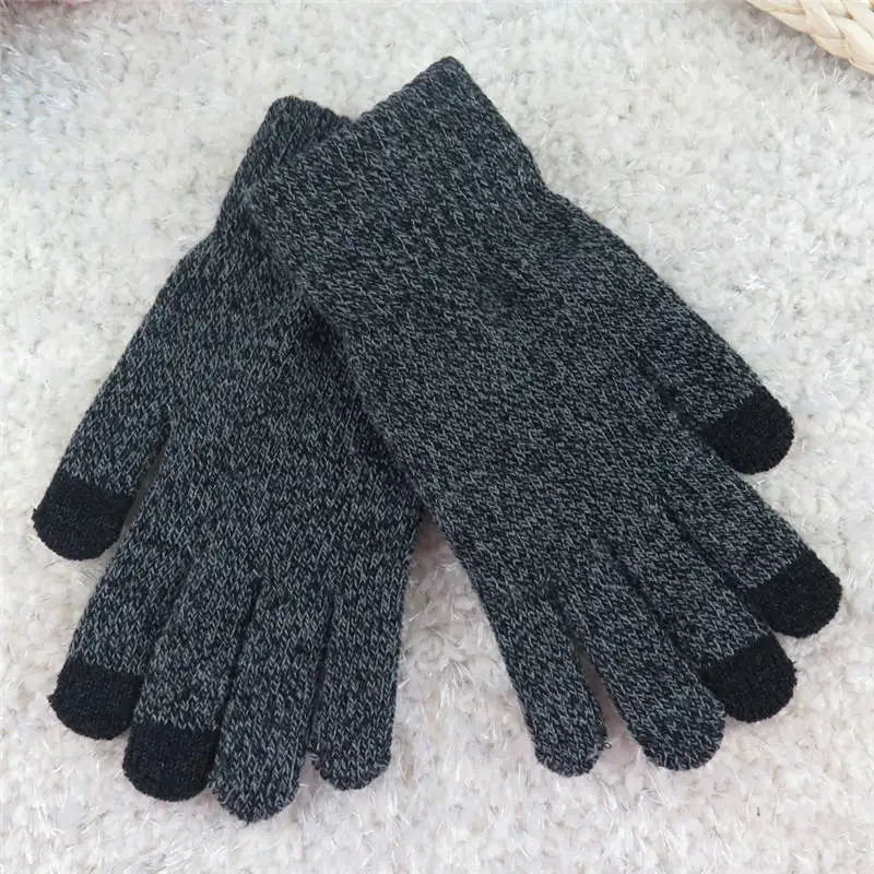 Многофункциональный вязаные, для экранов Зимние перчатки мягкие теплые варежки для iPhone стильный грелка для рук Зимние перчатки крючком Вязание P - Цвет: Darkgray