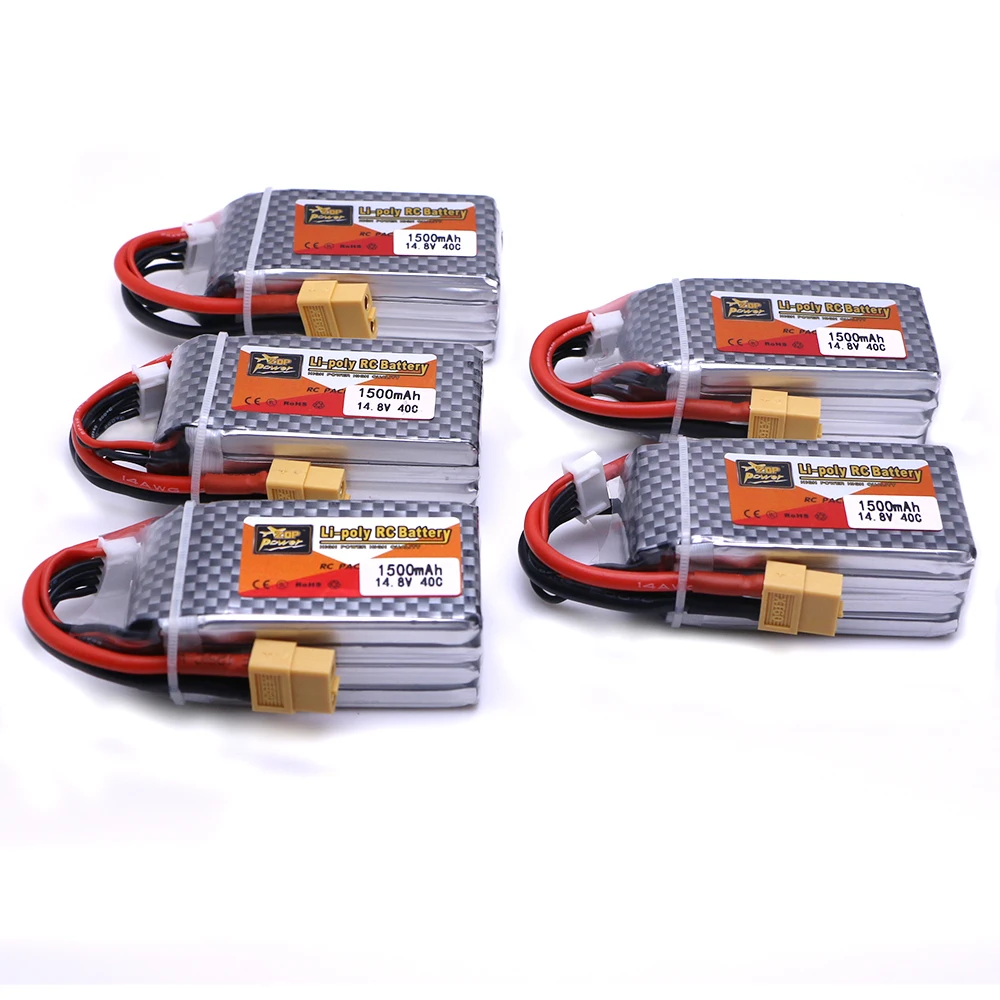 

5pcs ZOP Power 14.8V 1500mAh 4S 40C Lipo Battery XT60 Plug Battery For RC Helicopter Qudcopter Drone Truck Car Boat parts
