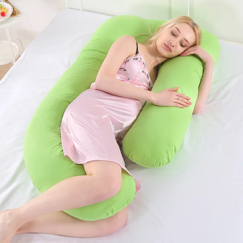 Хлопковая женская подушка для всего тела для беременных боковые шпалы для поддержки комфорта подушки Постельное белье 5 цветов - Цвет: Зеленый