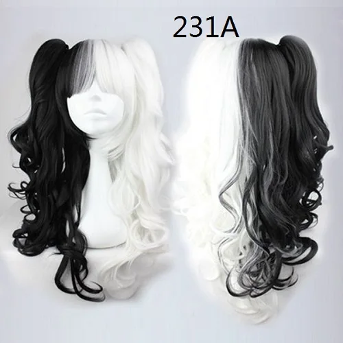 MCOSER 70 см/60 см длинные белые и черные косички смешанный синтетический парик Высокая температура волокна волос WIG-231A - Цвет: T1B/613