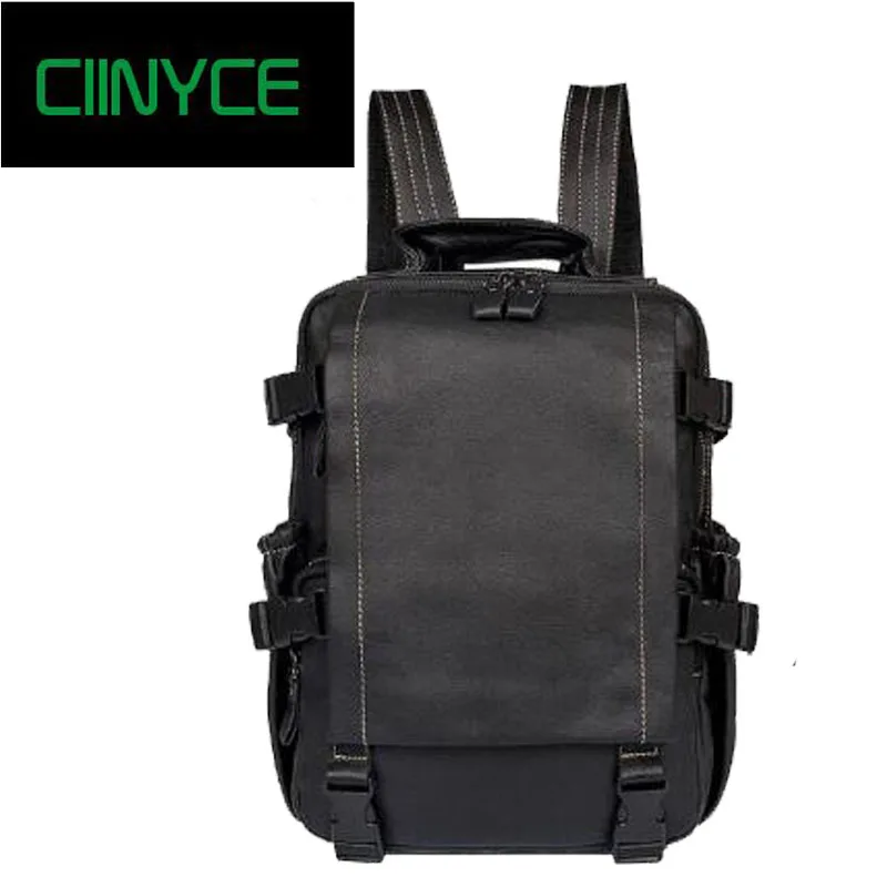 Men's Black Soft Cowhide back pack Multifunctional genuine Cow leather12.9 inches Laptop rucksack Male schooltravel shoulder bag men s black soft cowhide back pack multifunctional genuine cow leather12 9 inches laptop rucksack male schooltravel shoulder bag