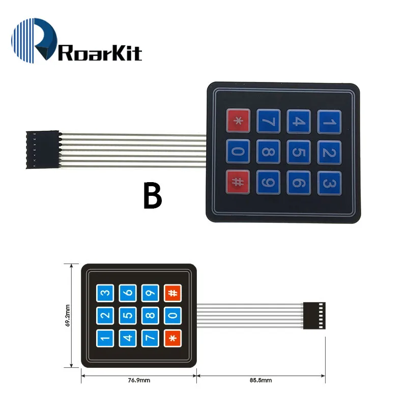 1*2 3 4 5 кнопочный мембранный переключатель 3*4 4X5 матричный массив клавиатура 1X6 клавиатура со светодиодной панелью управления комплект DIY для Arduino - Цвет: B