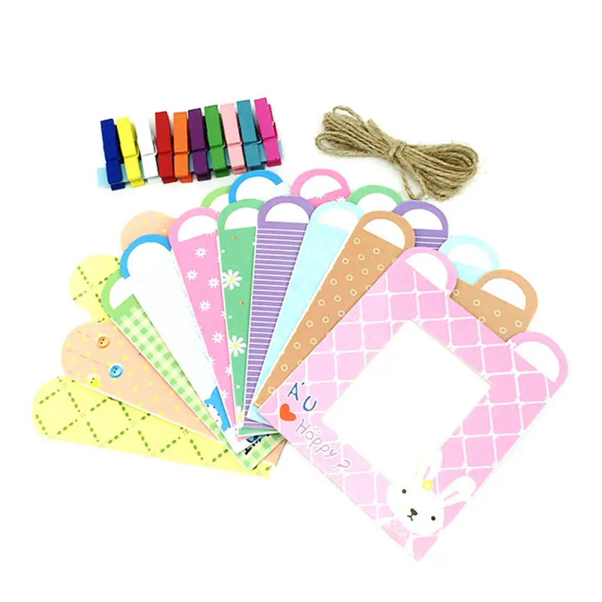 

New Quality 2017 Wall Deco DIY Creative Mini Paper Photo Frame With Mini Colored Clothespins And Twine -Fit &