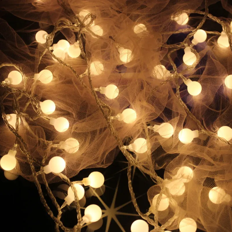 Holiday Garland LED Ball String Lights Hanging Ornaments Battery Operated Wedding Xmas Christmas Decor Pendant Fairy Lights