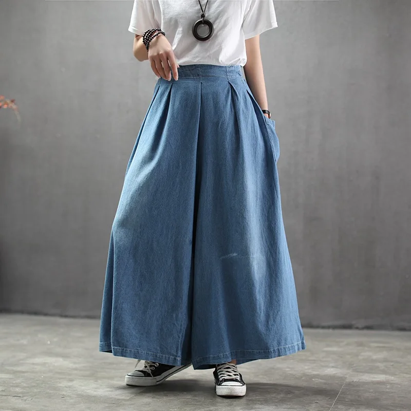 

SuperAen 2019 Summer New Women Long Jeans Solid Color Wild Casual Women Wide Leg Pants Korean Style Long Jeans Female