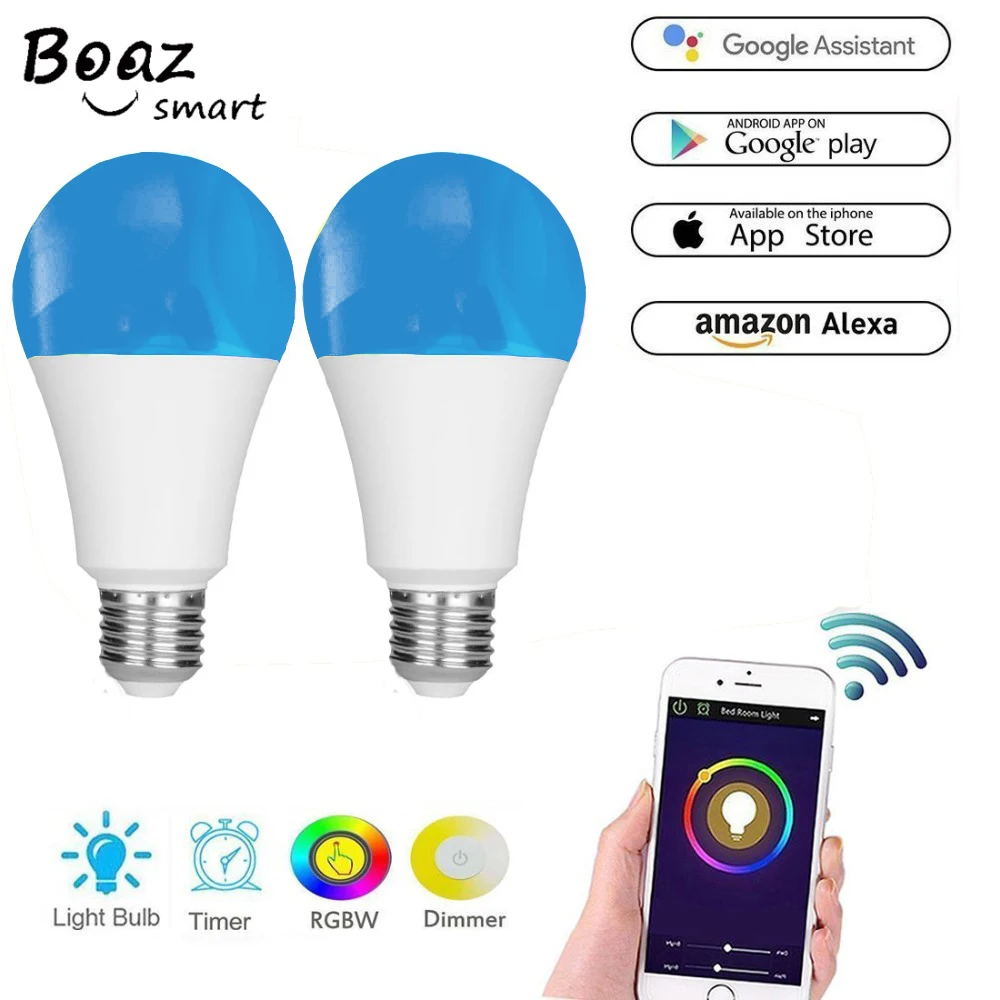 

Boaz 7W Smart Led Bulb RGBW Wifi Light Bulb E27 Remote Control Smart Wifi Bulb Dimmable Alexa Echo Google Home IFTTT Tuya Smart