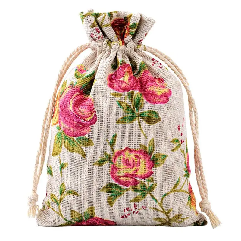 

30 Pack Rose Drawstring Bags Burlap Flower Pouch Bags Gift Bags Jewelry Pouches for DIY Craft Wedding Party
