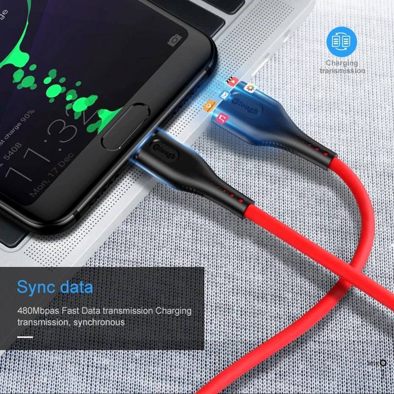 Elough Micro USB кабель для Xiaomi Redmi Note 7 2.4A Быстрая зарядка USB кабель для samsung S9 S8 плюс эластичный зарядки шнур