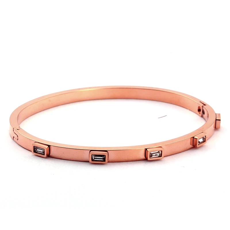 Luxury Stainless Steel Cubic Zirconia Charm Bracelets Bangle for Women Girl Crystal Cuff Wristband Female Green Crystal Jewelry Bangle Bracelet Stainless Steel Bracelet Crystal Bracelets Zircon Bracelet Zirconia Bangle