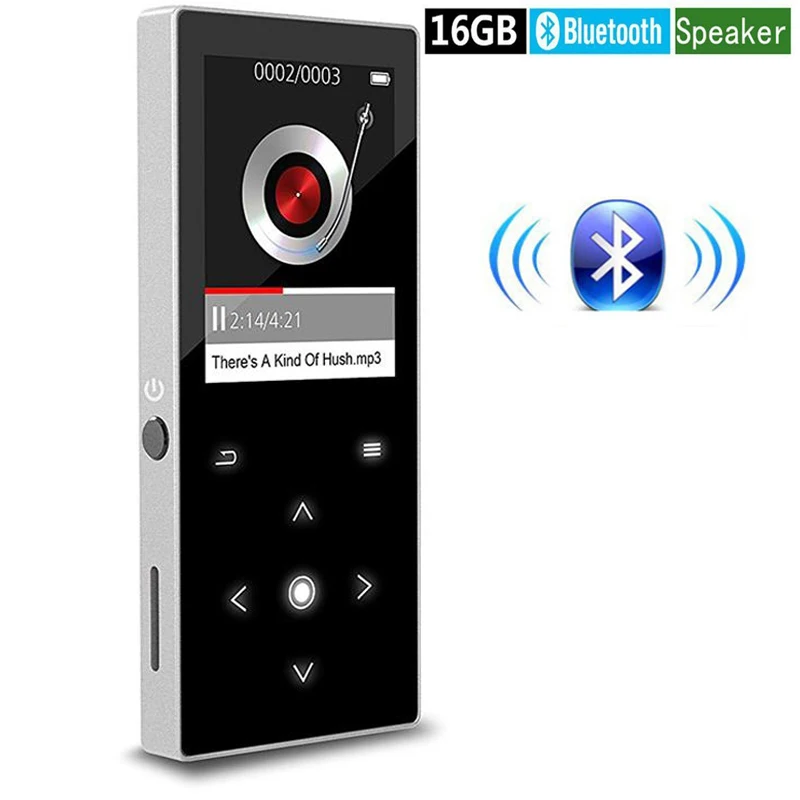 

New Bluetooth MP4 Player with Speaker Touch Button 16GB Hi-Fi Lossless Music Player with FM Recorder Support TF Card Up to 64GB