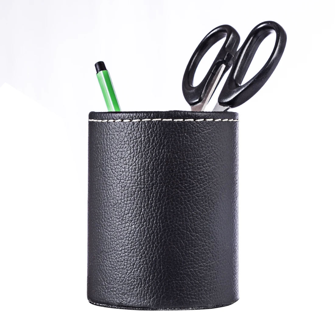 

Leather Pen Scissors Holder Stand Tabletop Storage Pen Container Support Office Desk Decoration Storage Organizer Box