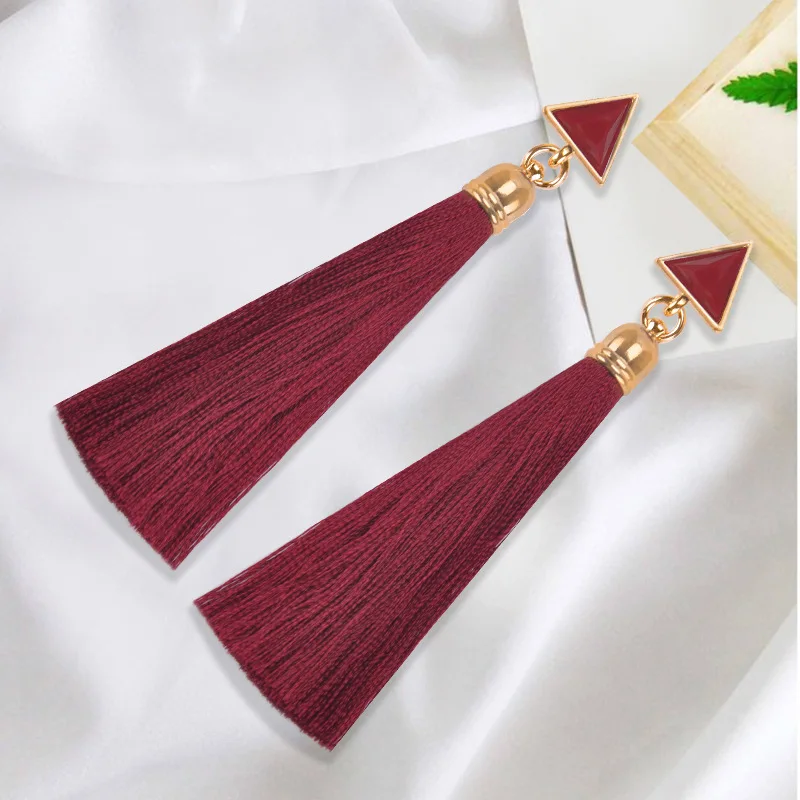 Новые модные длинные серьги с бахромой полимерные серьги-капли 4 цвета богемная винтажная Этническая бижутерия подарок для женщин