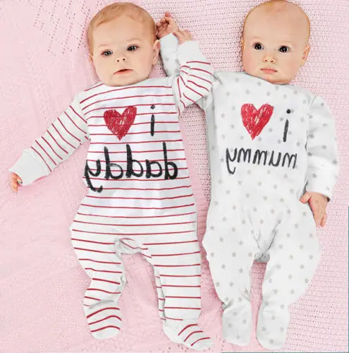 Детские комбинезоны г., костюм для новорожденных с надписью «I love mummy& daddy» комбинезон для девочек и мальчиков весенне-зимний комбинезон, одежда для малышей