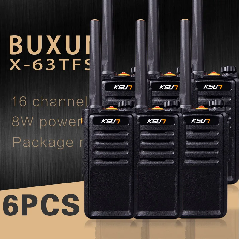 (6 шт.) черный KSUN X-63TFSI двухканальные рации UHF 400-470 МГц мини-портативный трансивер двухстороннее Портативная радиостанция для радиолюбителя