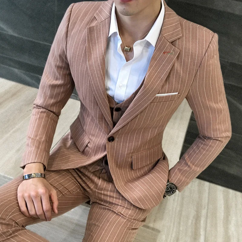 Jackets-Vest-Pants-2019-New-Men-s-Fashion-Boutique-Striped-Business-Casual-Suit-Three-piece (2)