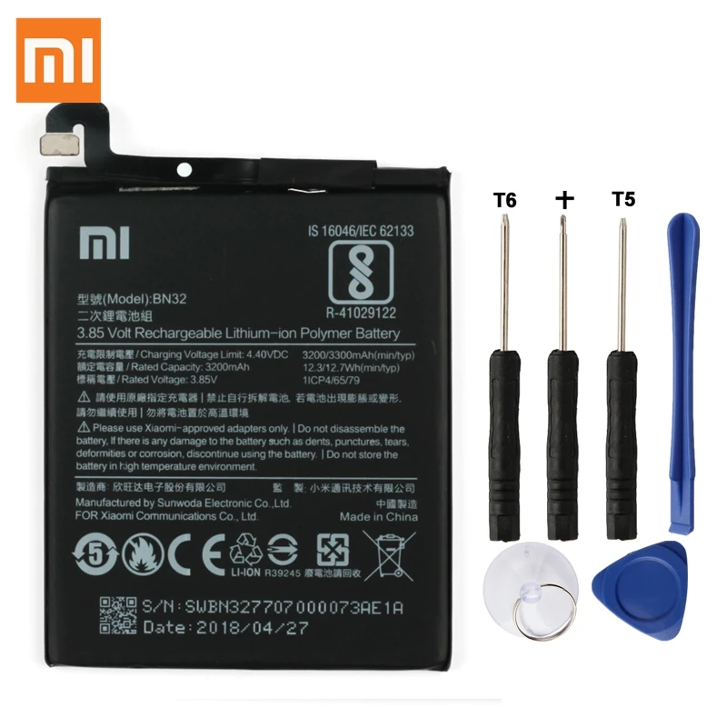 Оригинальный сменный аккумулятор XIAOMI BN32 для Xiaomi Аутентичные батареи телефона 3300