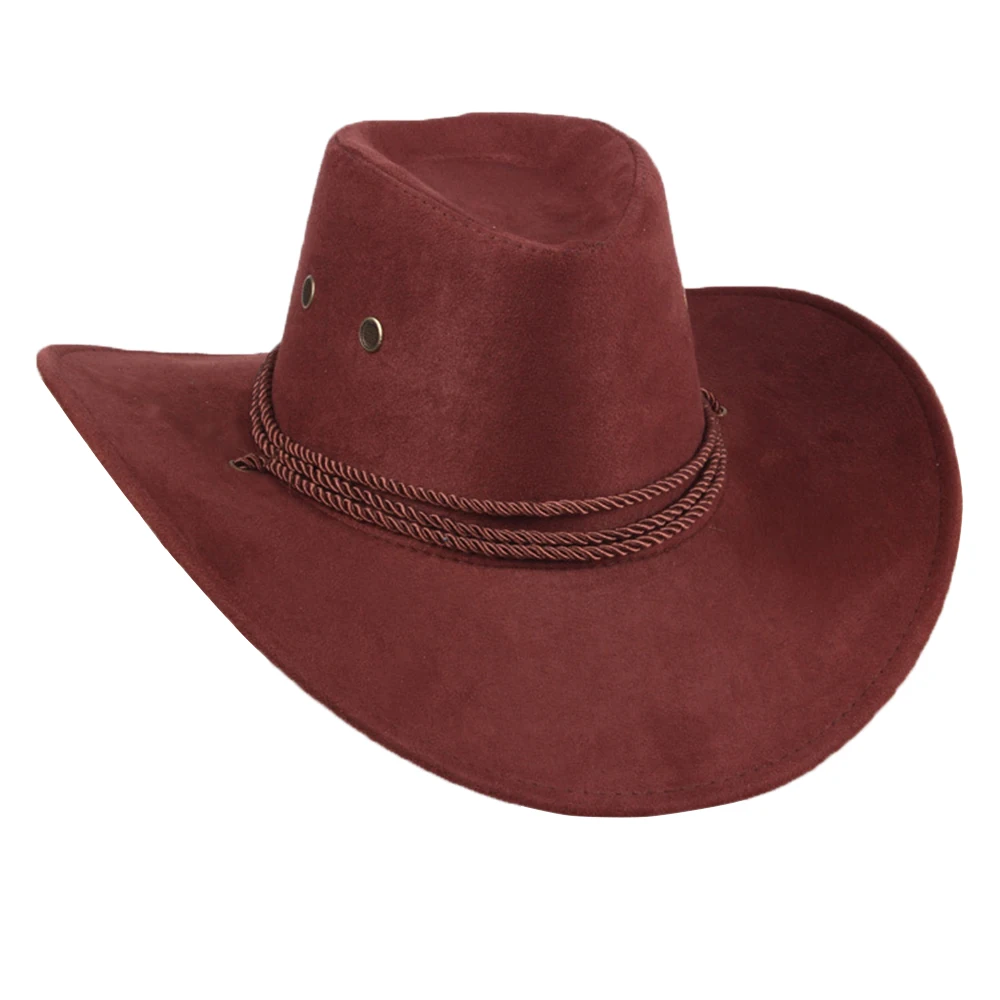 

58CM Faux Leather Western Cowboy Hat Men Women Retro Vintage Riding Cap Wide Brim Unisex Summer Sun Hat Tourist Outdoor Cool Cap