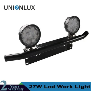 

2pcs 27w spot led work light offroad + Universal Bull Bar Front License plate bracket For Truck Tractor 4x4 4WD SUV ATV Car
