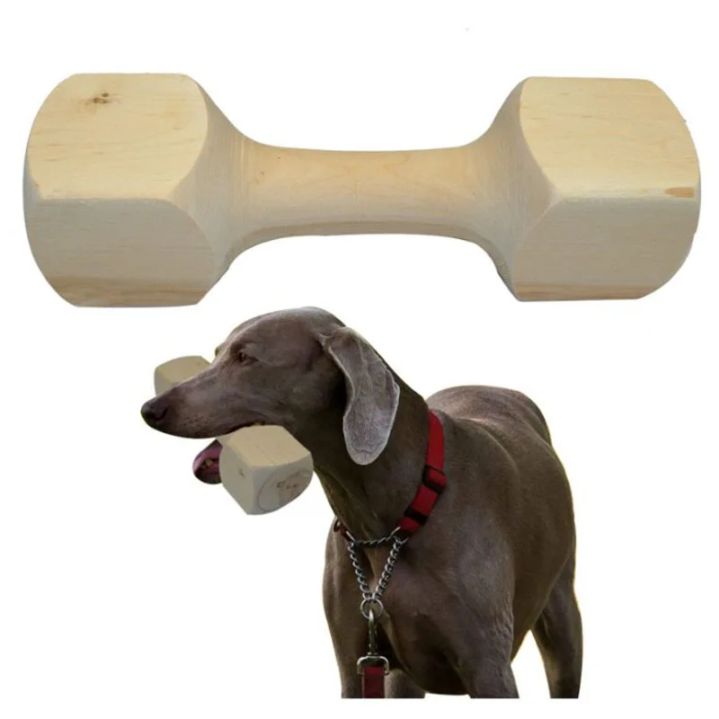 

Solid Wood Pet Dog Toys Dumbbell Molar Rod Chew Bones Resistance To Bite Pet Training Supplies Safety environmental Protection