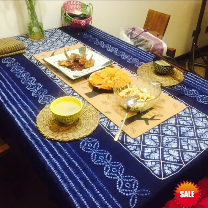 

Tie dye Unique Original Design Decorations / Handmade Shibori Itajime Table Cloth Many Uses Mats pads Cover / Export