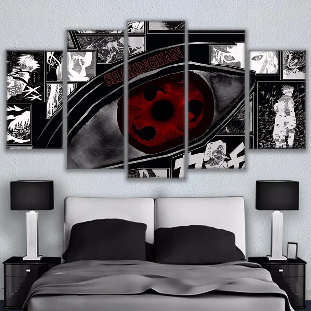 

Modular Wall Art Pictures Canvas HD Printed Anime Painting Framed 5 Pieces Naruto Sharingan Poster Modern Home Decor Room PENGDA