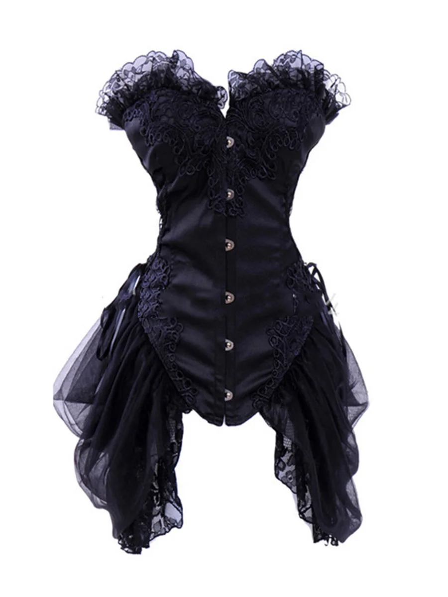 

Women Bustier Top Sexy Underwear Lace Up Fashion Vintage Goth Body Shaping Lingerie Corset Sweet BlackLadies Overbust Corsets