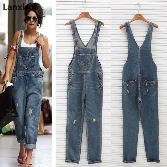 US $12.34 Fashion Women Denim Jumpsuit Ladies Spring Fashion Loose Jeans Rompers Female Casual Plus Size Over