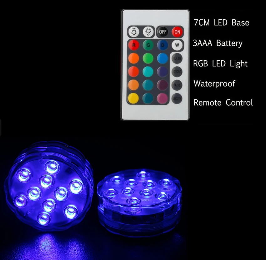 

(4 PCS/lot )Submersible LED Light RGB Changing Party Night Lamp Cocktail Glass Vase Base Fountain Lighting With Battery