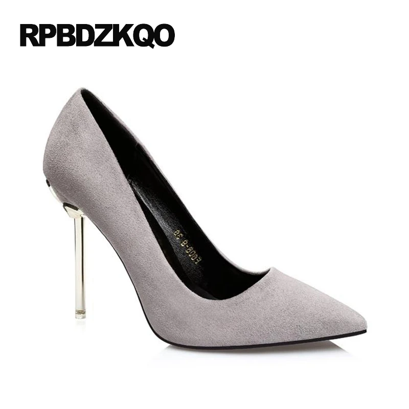Metal Heels Stiletto Black 11 43 Pumps Pointed Toe Luxury Brand Shoes Women 2017 High Thin Designer Prom Plus Size 33 Flamingo