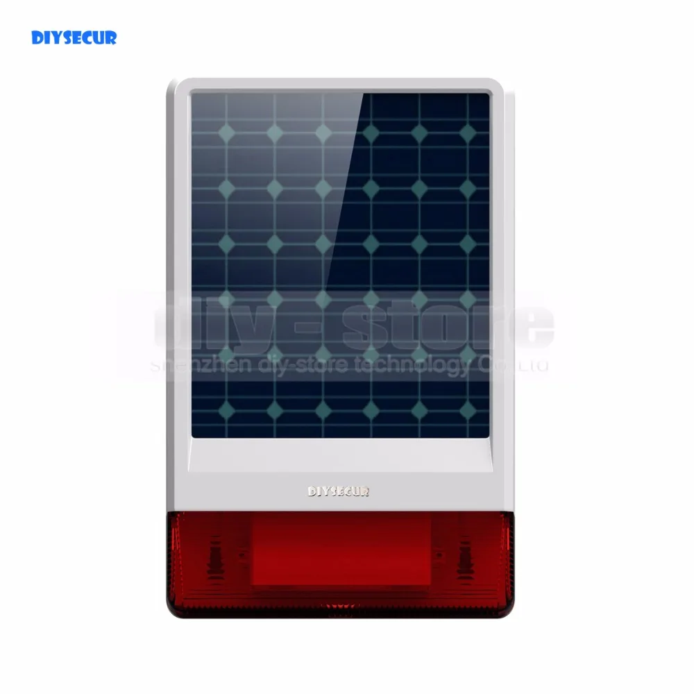 

DIYSECUR Waterproof Wireless Outdoor Big Strobe Solar Powered Siren Alarm + LED Flashing for Home Alarm System