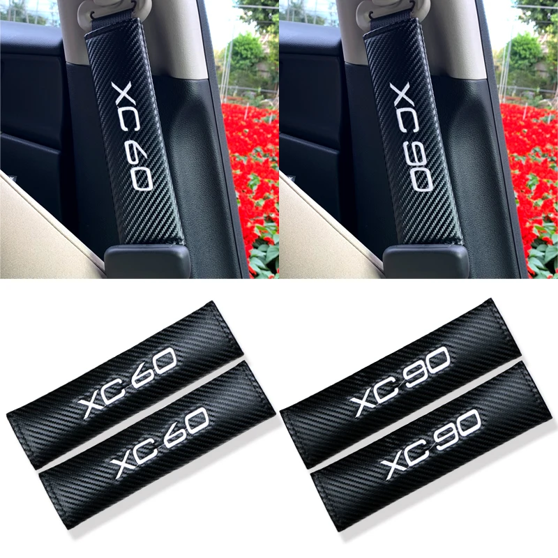 

2pcs Car Carbon fiber Seat Belt Pad Seat Cover Fit for Volvo V50 V60 S60L S80 XC80 XC90 XC60 Automobiles Interior Accessories