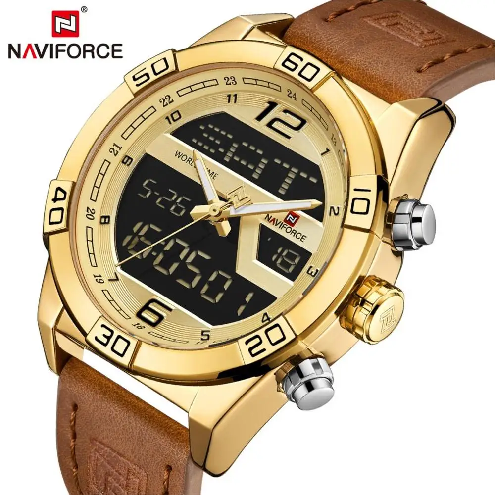 

NAVIFORCE New Luxury TOP Brand Men Sports Fashion Watch Male Waterproof Quartz Date Clock Man Leather Army Military Wrist Watch