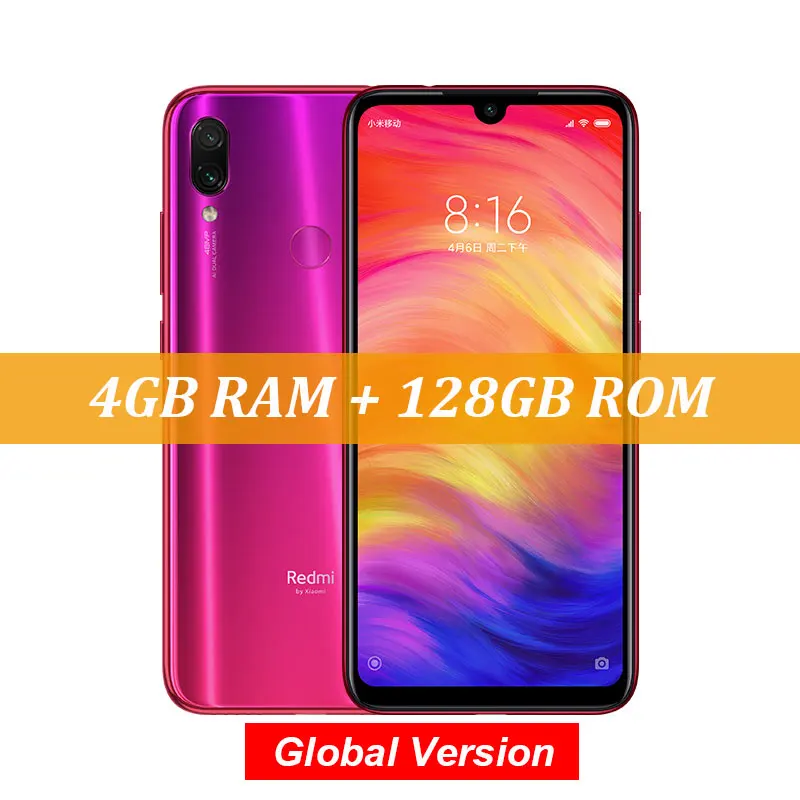 Xiaomi Redmi Note 7 с глобальной версией, 4 Гб ОЗУ, 128 Гб ПЗУ, 48мп камеры Snapdragon 660 AIE 6,3 ''FHD+ QC 4,0, 4000 мАч, мобильный телефон - Цвет: Neptune Red