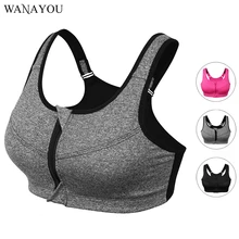 WANAYOU, XXL, XXXL, XXXXL, женские спортивные бюстгальтеры на молнии, быстросохнущие ударопрочные бюстгальтеры для йоги, фитнеса, спортивные топы, жилет для бега, спортзала