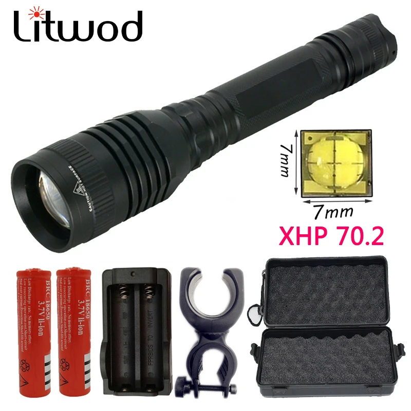 

Litwod Z40P73 CREE Original XHP70.2 LED flashlight waterproof hunting Riding lamp powerful Tactical torch zoom Lantern 40000lm
